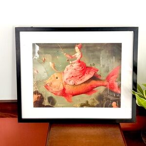 Hieronymus Bosch Inspired Fish Print Surreal Renaissance Woman Canvas Art Print